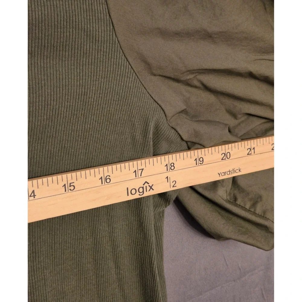 Old Navy Puff-Sleeve Mixed Fabric‎ Top Womens Size 2X Green Boho
